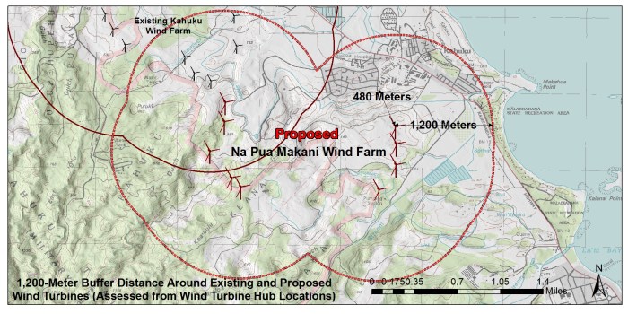 1200 Meter Buffer Kahuku and Na Pua Makani May 14